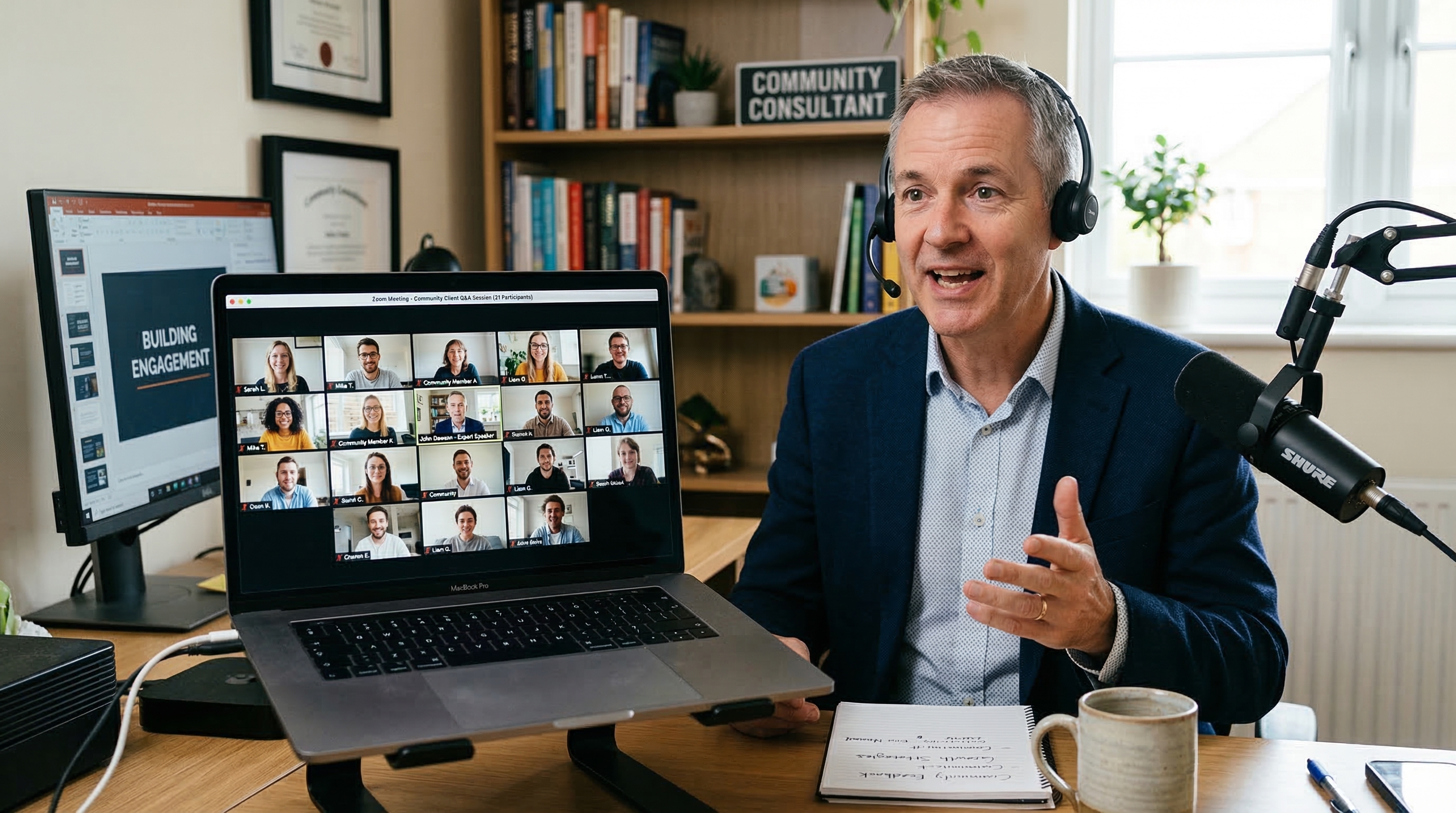 creator celebrating successful launch of a new bundled subscription, showing growth charts